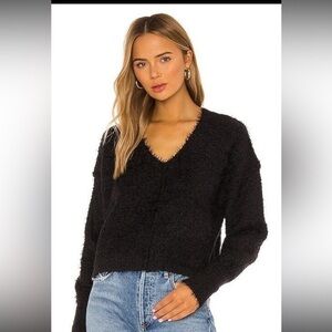 NWOT Free People Icing Fuzzy Black V-Neck Sweater